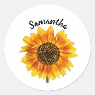Niedliche Sonnenblume Personalisiert Runder Aufkleber