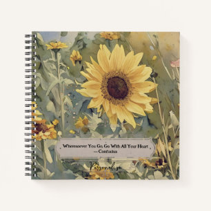 Niedliche Sonnenblume Wiese Confucius HeartQuote J Notizbuch