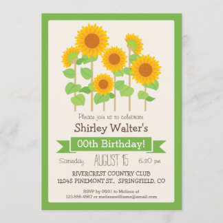 Niedliche Sonnenblumen Blütenerwachsene Geburtstag Einladung