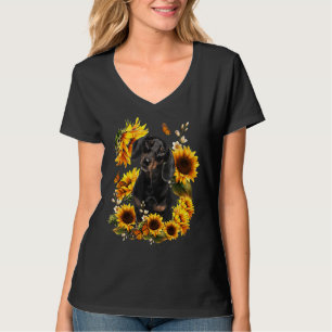 Niedliche Sonnenblumen Dackel Hund Vater Mama Vate T-Shirt