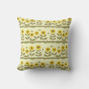 Niedliche Sonnenblumen und Bienen nahtlos Kissen