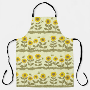 Niedliche Sonnenblumen und Bienen nahtlos Schürze