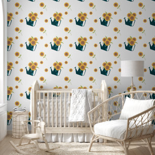 Niedliche Sonnenblumen Wasser Kinderzimmer Tapete