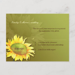Niedliche Sonnenblumenöl Grüne Hochzeit RSVP Einladungspostkarte