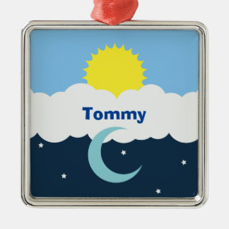 Niedliche Sonnenmond- und SternenBaby-Illustration Ornament Aus Metall