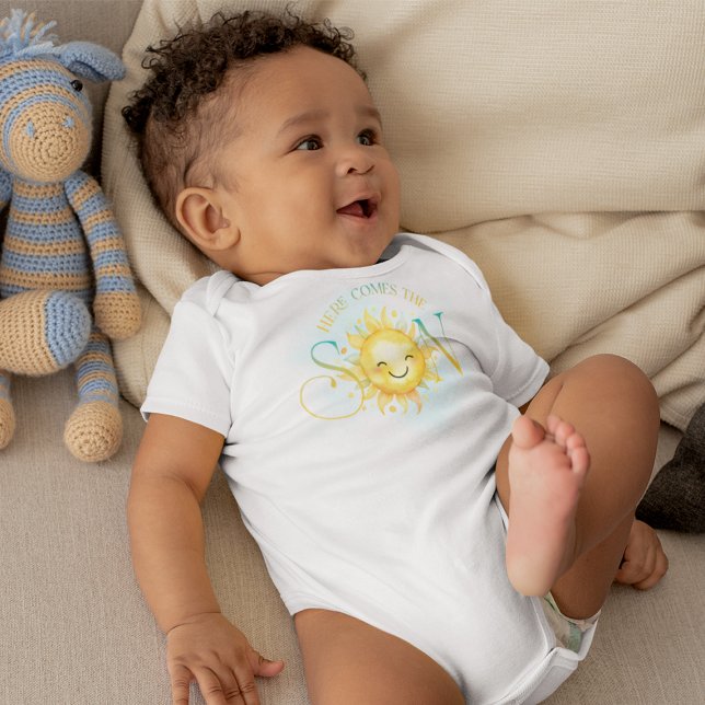 Niedliche Sonnenschein kommt hier der Son Baby Boy Baby Strampler (Von Creator hochgeladen)