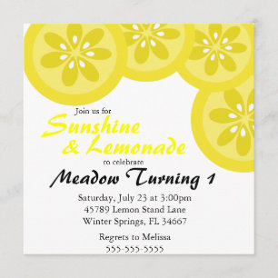 Niedliche Sonnenschein-u. Limonade-Party Einladung