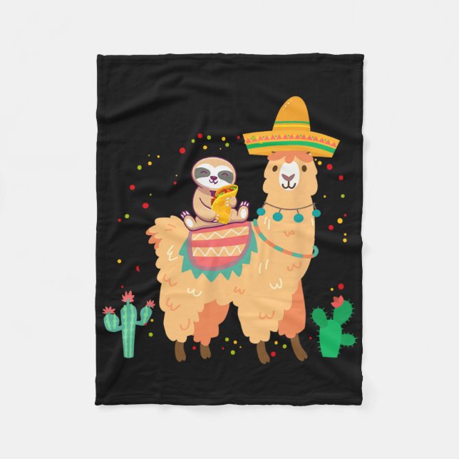 Niedliche Sonnenstraße und Llama mit Taco und Mexi Fleecedecke (Vorderseite)