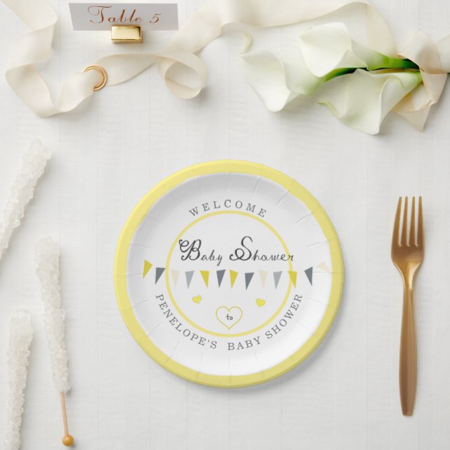 Niedliche Sonnige Elegance Jägerdusche Pappteller (Hochzeit)