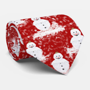 Niedliche, sonnige Snowmans Weiß und Rot Krawatte