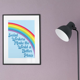 Niedliche soziale Arbeit Inspiration Zitat Regenbo Poster