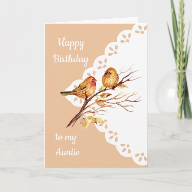 Niedliche Sparrow Birds Liebe Aunties Geburtstag Karte (Vorderseite)