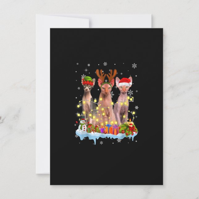 Niedliche Sphynx-Weihnachtsmannmütze Weihnachtsfei Einladung (Vorderseite)