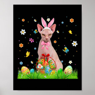 Niedliche Sphynxkatze und Ostereier Ostern Poster