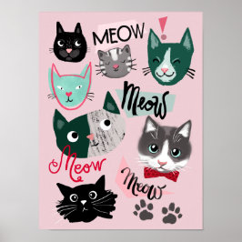 Niedliche Spielzimmer Spaß Cat zeigt Kinderposter Poster