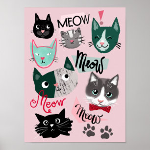 Niedliche Spielzimmer Spaß Cat zeigt Kinderposter  Poster
