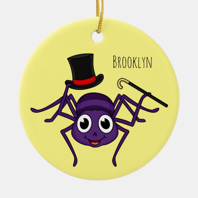 Niedliche Spinne im Cartoon oben Keramik Ornament (Vorne)