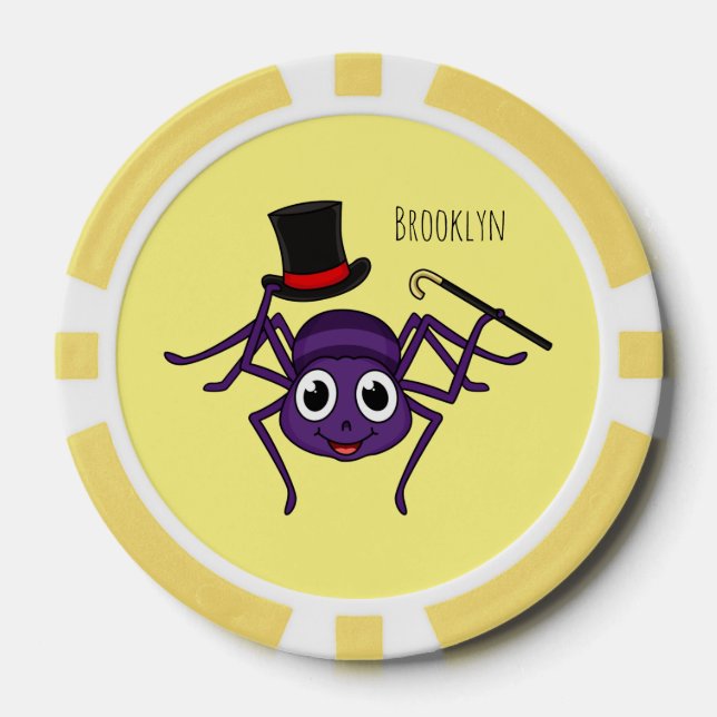 Niedliche Spinne im Cartoon oben Pokerchips (Vorderseite)