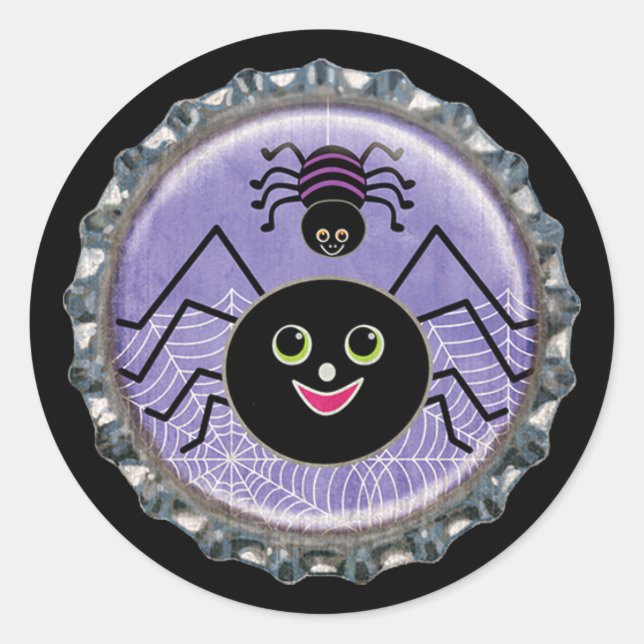 Niedliche Spinnen Halloween-Flaschenkappe Runder Aufkleber (Vorderseite)