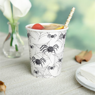 Niedliche Spinnennähe-Halloween-Party-Papierkupplu Pappbecher