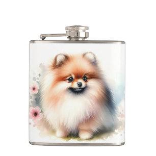 Niedliche Spitz-Aquarelldarstellung Flachmann