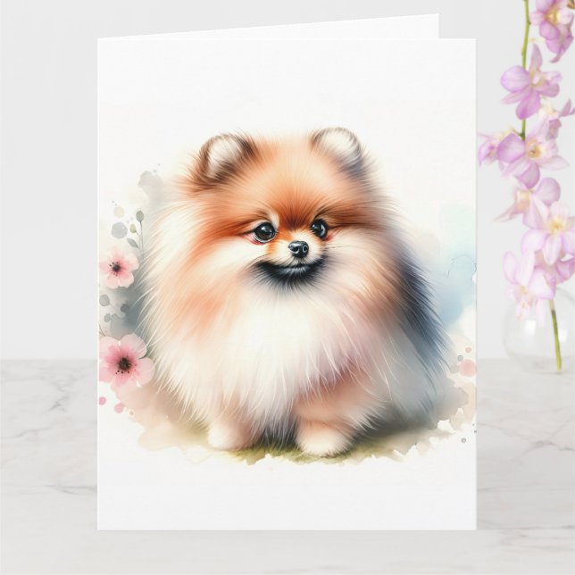 Niedliche Spitz-Aquarelldarstellung Karte (Orchidee)