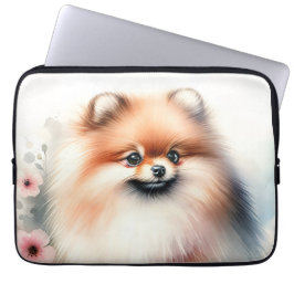 Niedliche Spitz-Aquarelldarstellung Laptopschutzhülle