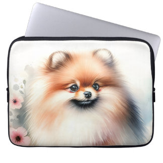 Niedliche Spitz-Aquarelldarstellung Laptopschutzhülle