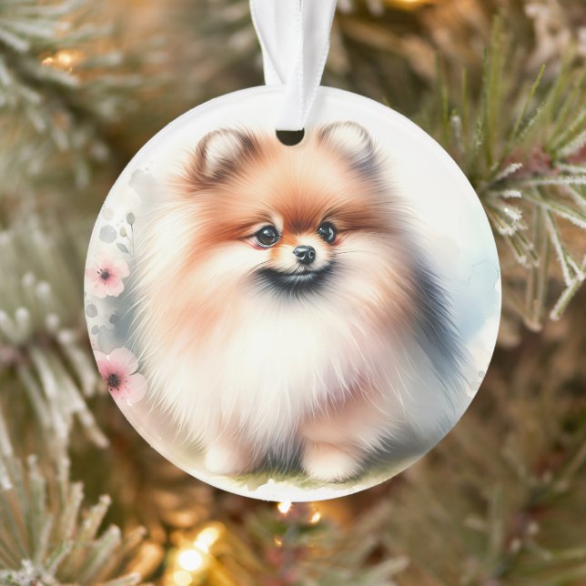 Niedliche Spitz-Aquarelldarstellung Ornament (Baum)