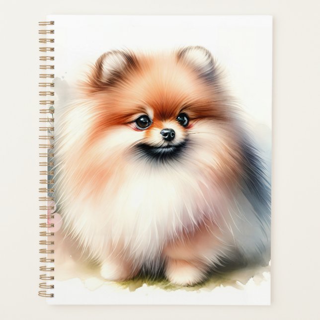 Niedliche Spitz-Aquarelldarstellung Planer (Vorderseite)