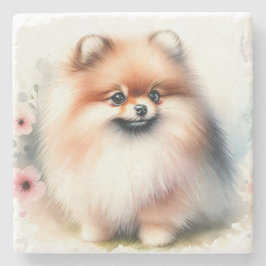 Niedliche Spitz-Aquarelldarstellung Steinuntersetzer