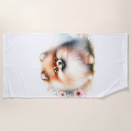 Niedliche Spitz-Aquarelldarstellung Strandtuch