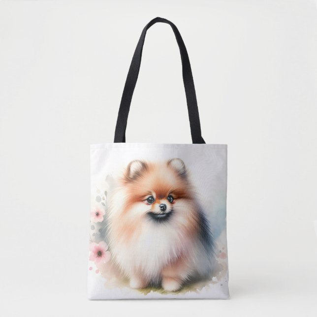 Niedliche Spitz-Aquarelldarstellung Tasche (Vorderseite)