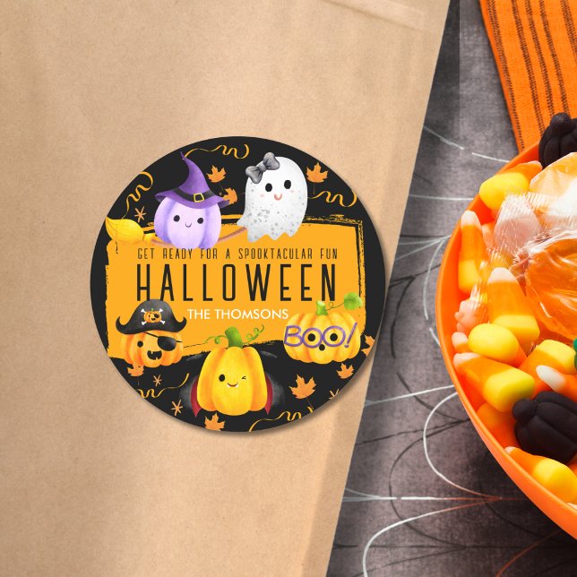 Niedliche Spooktacular Fun Halloween-Nacht Runder Aufkleber (Von Creator hochgeladen)