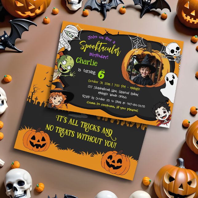 Niedliche Spooktacular Halloween Monster Foto Gebu Einladung (Von Creator hochgeladen)
