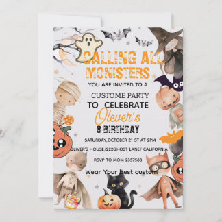 Niedliche Spooktacular Monster-Kindergeburtstag-Ei Einladung