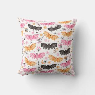 Niedliche Spooky Bats und Florals Pastell Hallowee Kissen