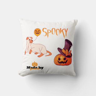 Niedliche Spooky Dog Ghost & Pumpkin Halloween Des Kissen