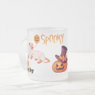 Niedliche Spooky Dog Ghost & Pumpkin Halloween Des Mattglastasse