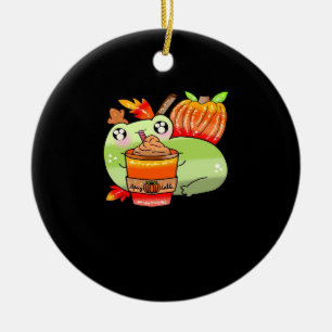 Niedliche Spooky Frog Pumpkin Gewürz Latte Saison Keramik Ornament