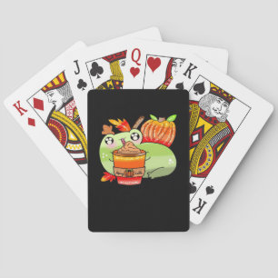 Niedliche Spooky Frog Pumpkin Gewürz Latte Saison Spielkarten