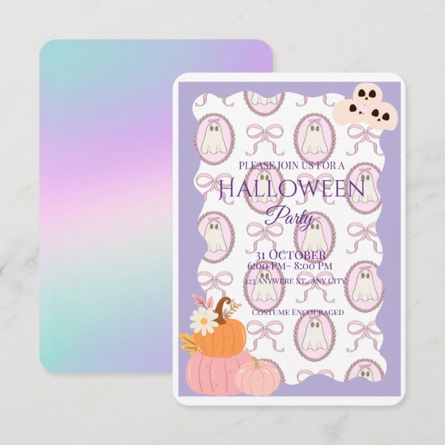 Niedliche Spooky Halloween-Party Einladung (Vorne/Hinten)