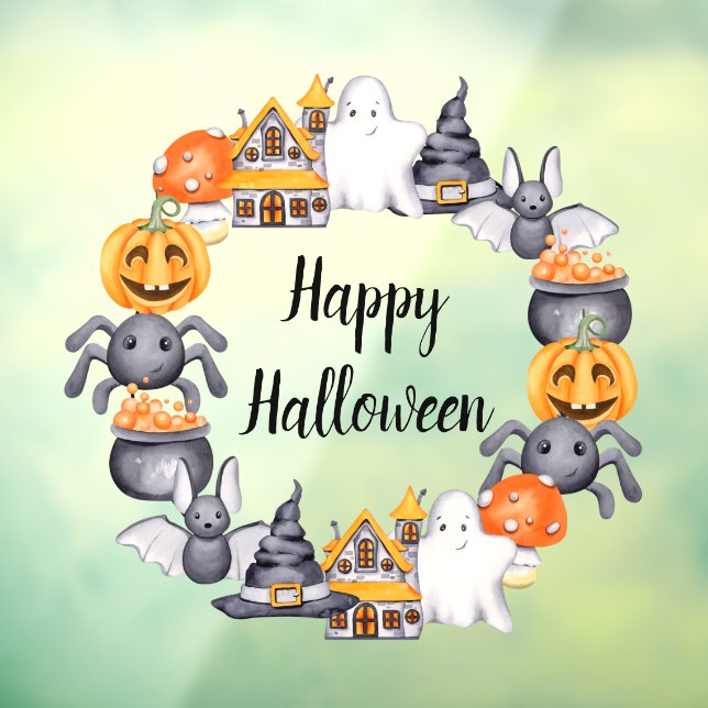 Niedliche Spooky Illustration glücklich Halloween Fensteraufkleber (Blatt 3)