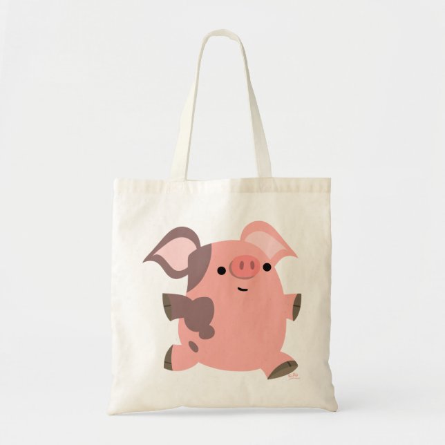 Niedliche Sporty Cartoon Schweinebag Tragetasche (Vorne)