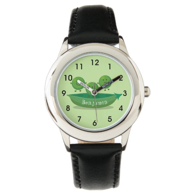 Niedliche Springererbsen in der Darstellung des Ca Armbanduhr (Vorderseite)