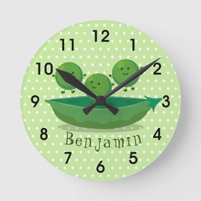 Niedliche Springererbsen in der Darstellung des Ca Runde Wanduhr (Vorderseite)