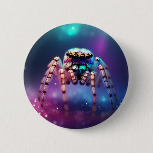 Niedliche Springspinne Lebendige Farben Button