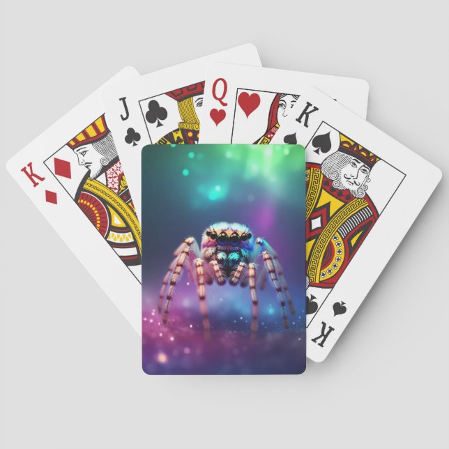 Niedliche Springspinne Lebendige Farben Spielkarten (Rückseite)