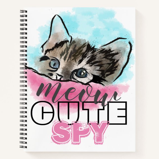 "NIEDLICHE SPY" | Funny Niedlich Kitten Pink Blue Notizbuch (Vorderseite)