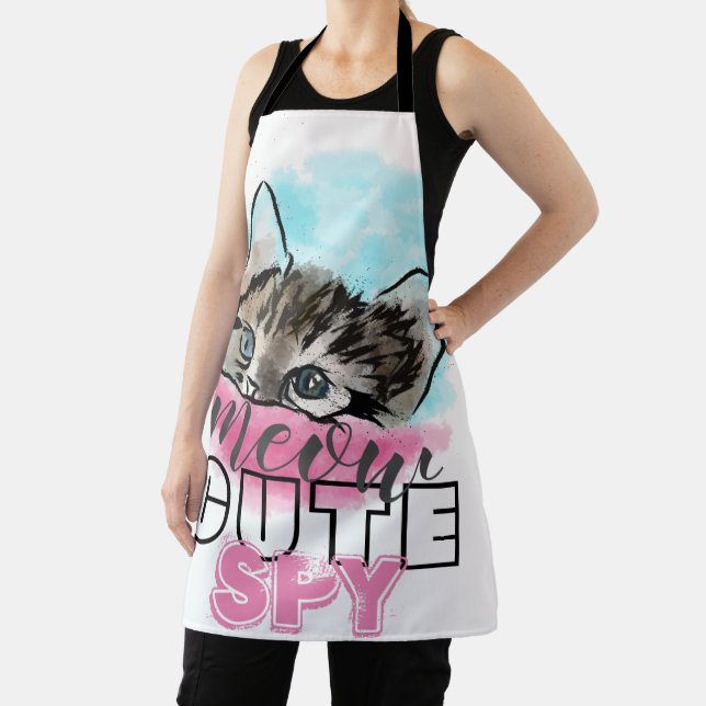 "NIEDLICHE SPY" | Funny Niedlich Kitten Pink Blue Schürze (InSitu)